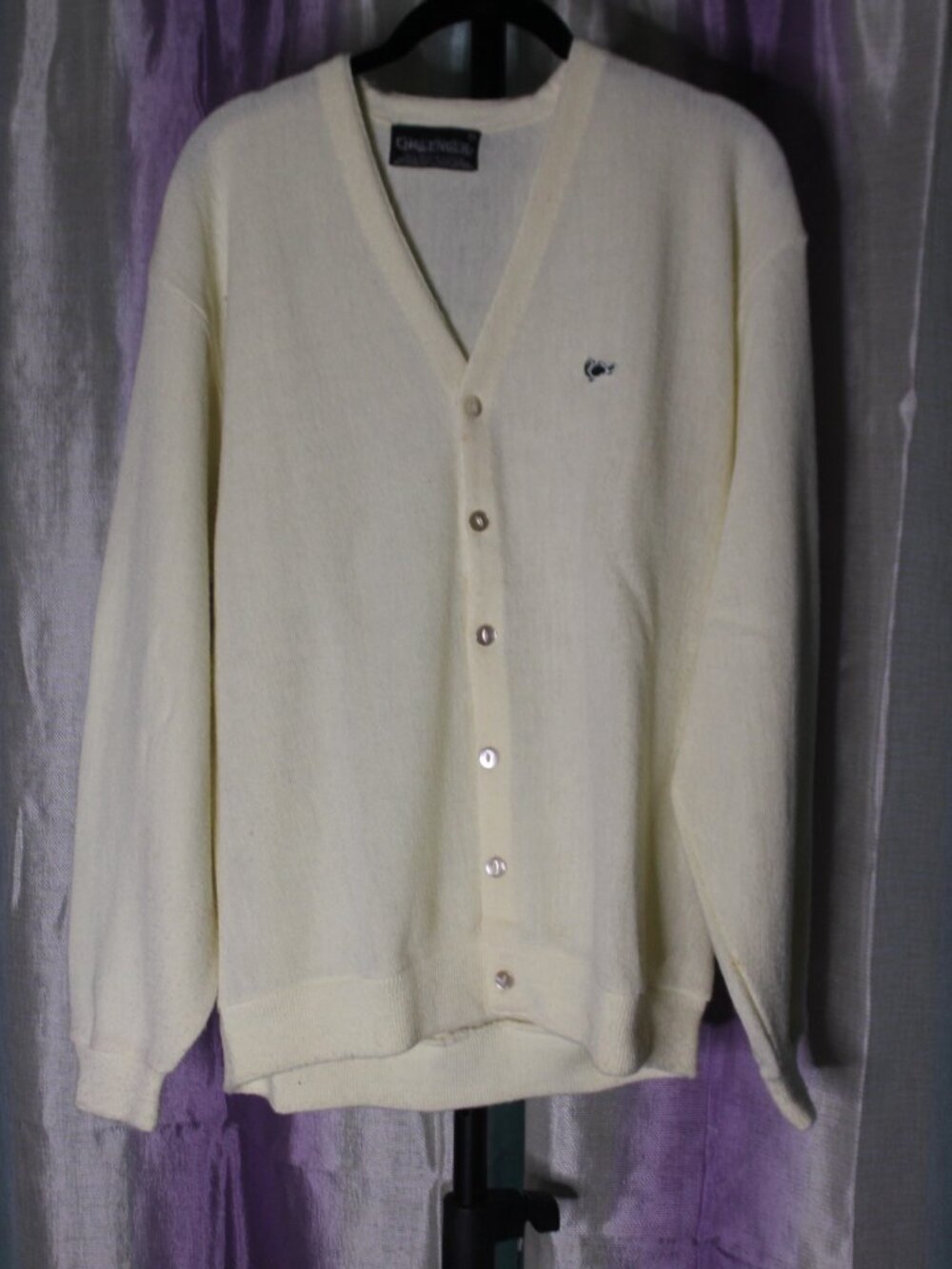 Mens XL Cream Cardigan Button Sweater Classic Casual Layer